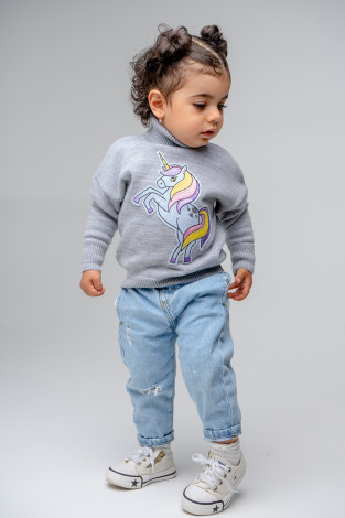 Джемпер для девочки, артикул: КВ 30119/ш, цвет: серый