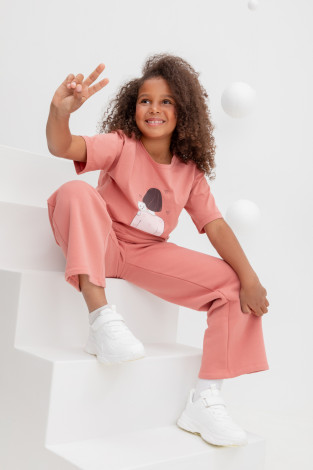 Брюки для девочки, артикул: КР 400614, цвет: коричневый