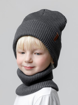 Комплект вязаный для мальчика, артикул: КВ 22019, цвет: темно-серый