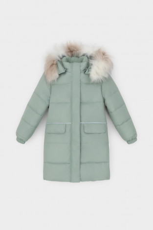 Пальто для девочки, артикул: ВК 38094/8 УЗГ, цвет: зеленый - 2 фото