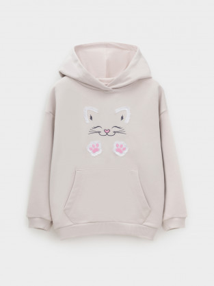 Худи для девочки, артикул: КР 302857, цвет: бежевый - 2 фото