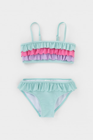 Купальник для девочки, артикул: ТК 17009/6 ФВ, цвет: бирюзовый - 2 фото