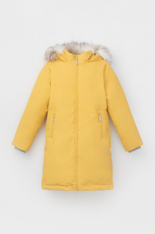 Пальто для девочки, артикул: ВК 34063/3 УЗГ, цвет: желтый - 2 фото