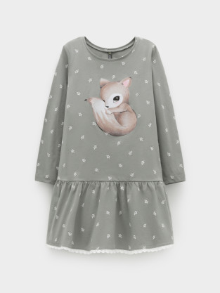 Платье для девочки, артикул: КР 5960, цвет: хаки - 2 фото