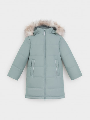 Пальто для девочки, артикул: ВК 38110/2 УЗГ, цвет: зеленый - 2 фото