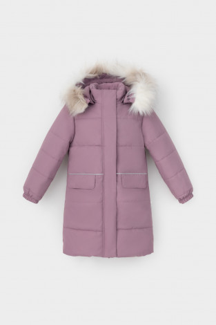 Пальто для девочки, артикул: ВК 38094/7 УЗГ, цвет: фиолетовый - 2 фото