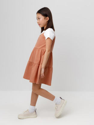 Сарафан для девочки, артикул: КР 5799, цвет: коричневый - 2 фото