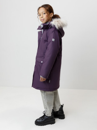 Пальто для девочки, артикул: ВК 38107/5 ГР, цвет: фиолетовый - 2 фото