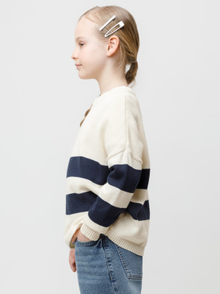 Джемпер для девочки, артикул: КВ 30129, цвет: бежевый - 2 фото