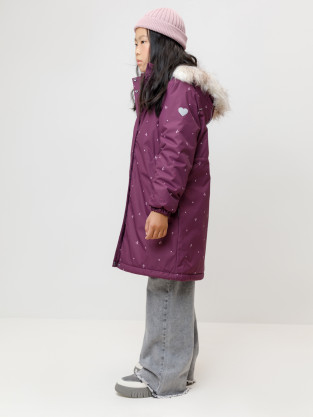 Пальто для девочки, артикул: ВК 38105/н/3 ГР, цвет: бордовый - 2 фото